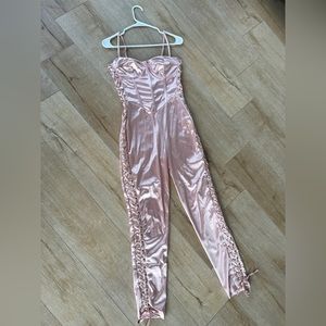 Rose Velvet satin jumpsuit